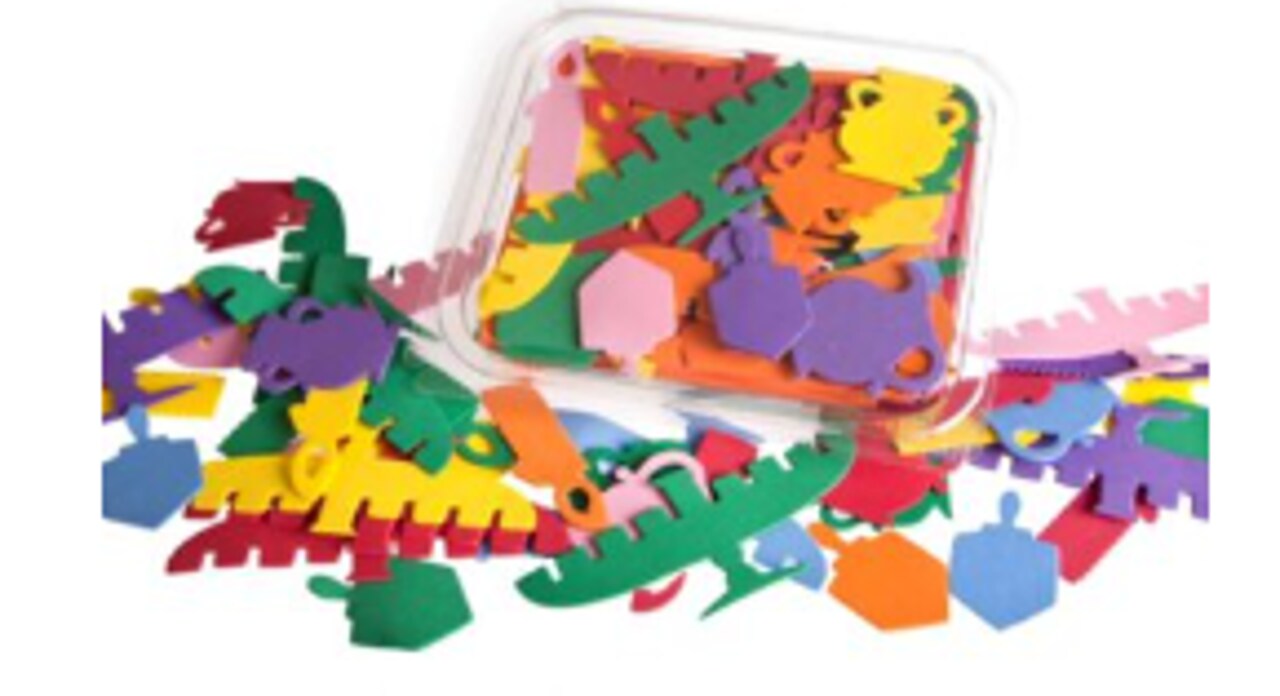 Chanukah Foam Shapes 500/Pk – Menorah, Dreidel & Candle Kids Craft Cutouts